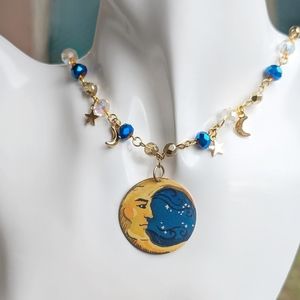 ❌SOLD❌Celestial Beaded Charm Necklace